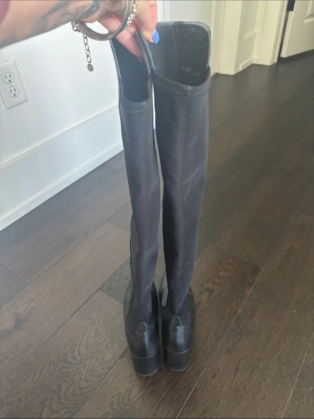 Black Over-the-Knee Block Heel Boots
